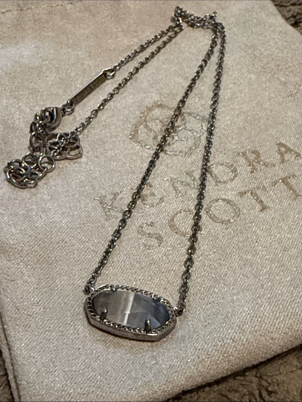 Kendra Scott Silver Gray  Pendant Necklace